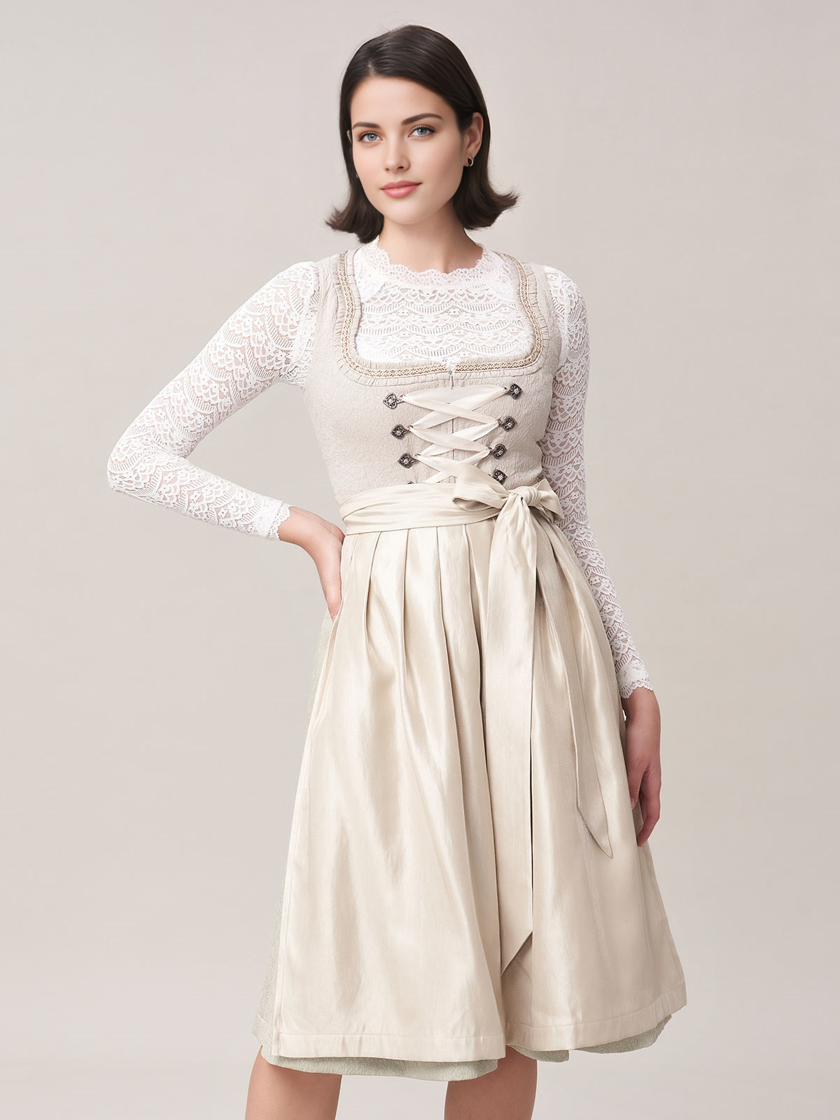 Modernes graues Dirndl mit schlanker Silhouette