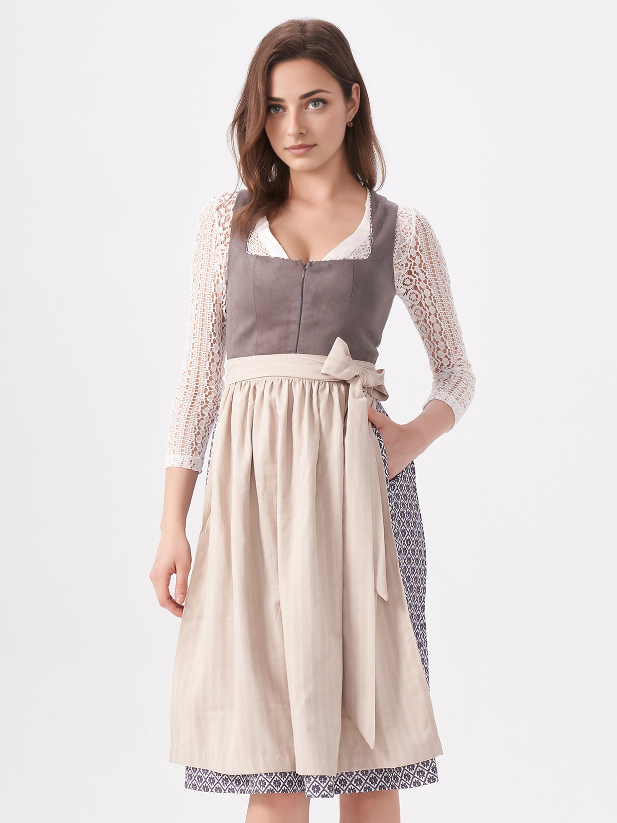 Dirndl in Grau und Blau